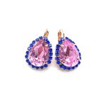 Mariana Earrings Elegant Pair Shape Light Rose & Sapphire Austrian Crystals My Treasures Coll.