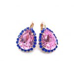 Mariana Earrings Elegant Pair Shape Light Rose & Sapphire Austrian Crystals My Treasures Coll.