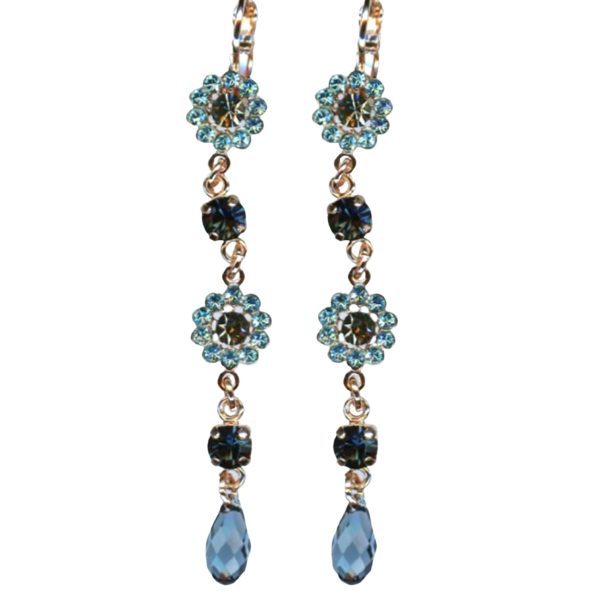 Earrings By Mariana Woman Multi Tier Light Turquoise Swarovski Crystals