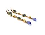 Mariana Earrings Multi Tier Floral in Greens & Purples Austrian Crystals Fairyland Mystique Winter 2019 Coll. - Image 2