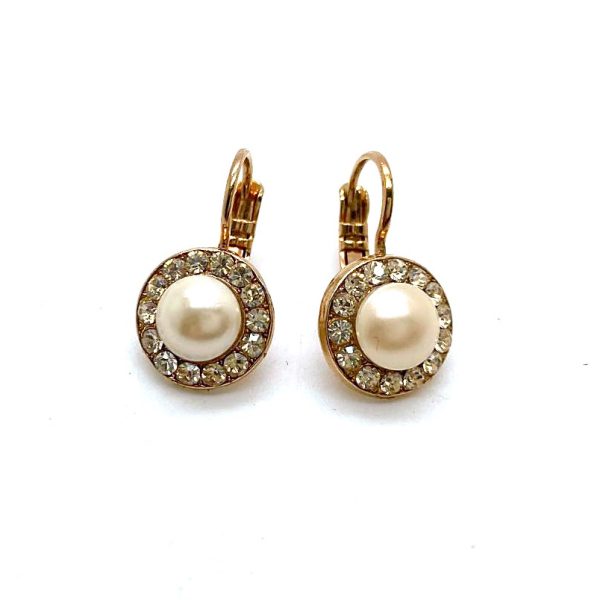 Earrings By Mariana Woman Glamorous Pearl Mineral and Clear Swarovski Crystals