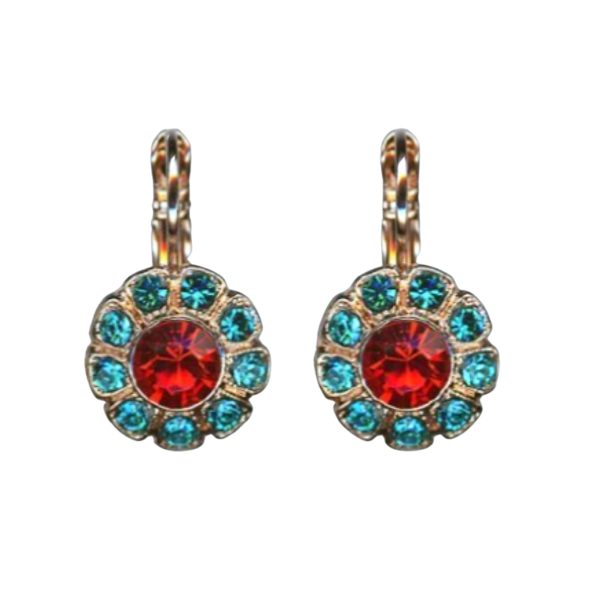 Mariana Earrings Dainty Floral Aquamarine & Hyacinth Austrian Crystals Afterlight Mystique Coll.