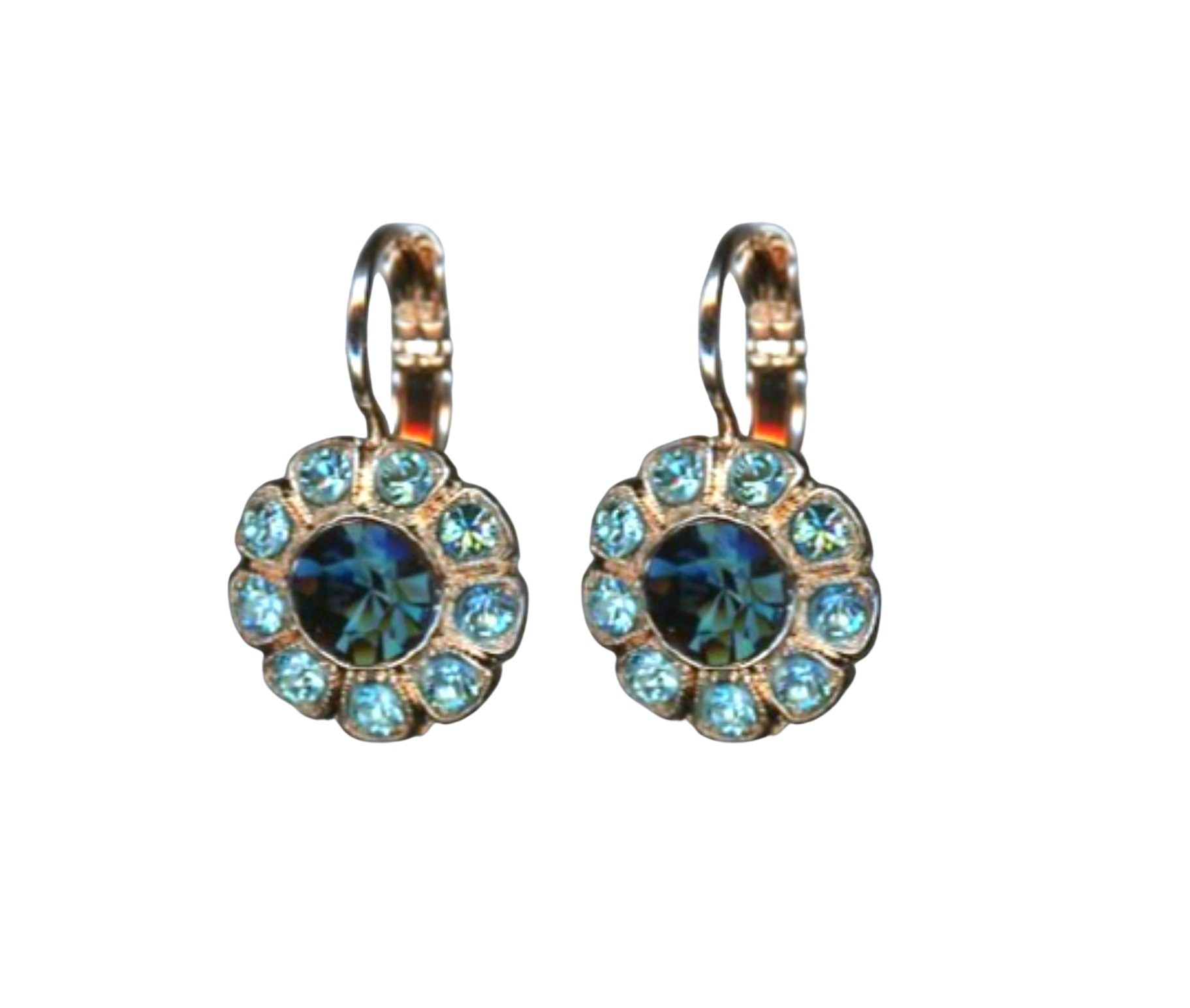 E-1131-1114-RG6 (1) Mariana Earrings Charming Floral Indicolite & Aquamarine Austrian Crystals Nightfall Mystique Coll. - Image 1