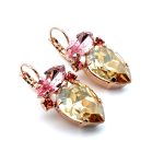 Earrings By Mariana Woman Glamorous Golden and Rose Swarovski Crystals - Image 2