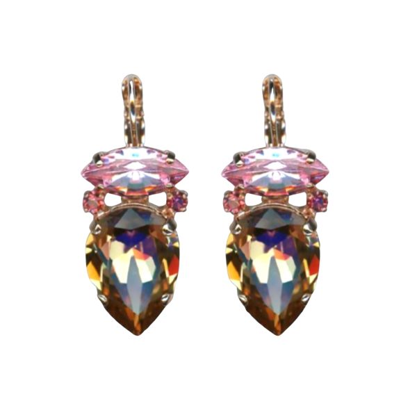 Earrings By Mariana Woman Glamorous Golden and Rose Swarovski Crystals