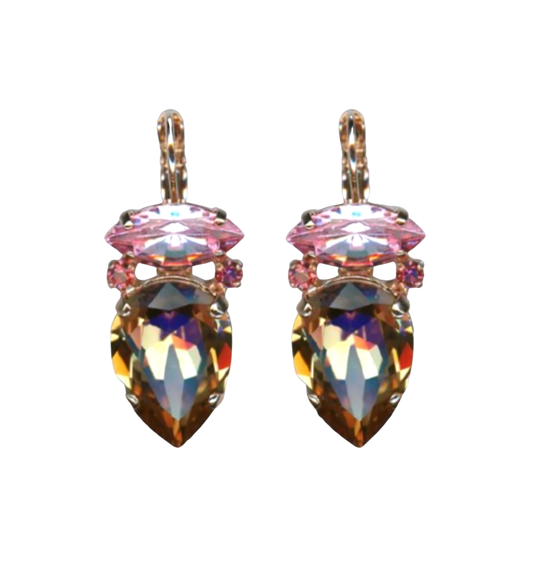 E-1131-3-1115-RG6 (1) Earrings By Mariana Woman Glamorous Golden and Rose Swarovski Crystals - Image 1