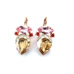 Earrings By Mariana Woman Glamorous Golden and Rose Swarovski Crystals - Image 3