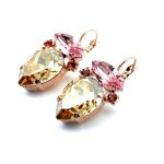 Earrings By Mariana Woman Glamorous Golden and Rose Swarovski Crystals