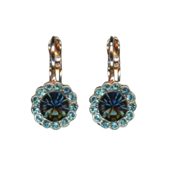 Mariana Earrings Dainty Floral in Montana & Aquamarine Austrian Crystals Nightfall Mystique Coll.