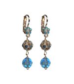 Mariana Earrings Lovely Dangling Aquamarine, Indicolite & Clear Austrian Crystals Nightfall Mystique Coll.