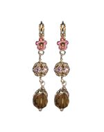 Earrings By Mariana Gorgeous Floral Pinks and Lt Smoked Topaz Swarovski Crystals - Image 3