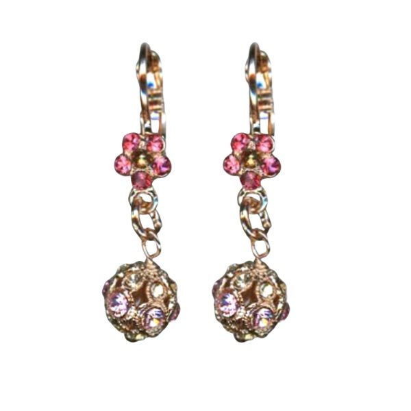 Earrings By Mariana Woman Lovely Dangling Floral Light Rose Swarovski Crystals