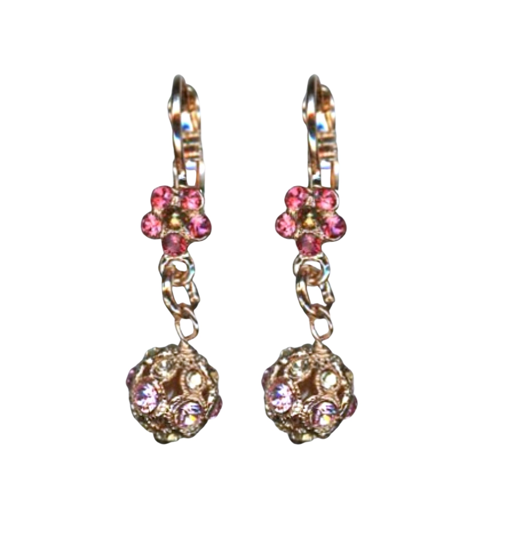 E-1134-2-1115-RG6 (1) Earrings By Mariana Woman Lovely Dangling Floral Light Rose Swarovski Crystals - Image 1