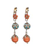 Earrings By Mariana Woman Dangling Orange Mineral and Zircon Swarovski Crystals - Image 2