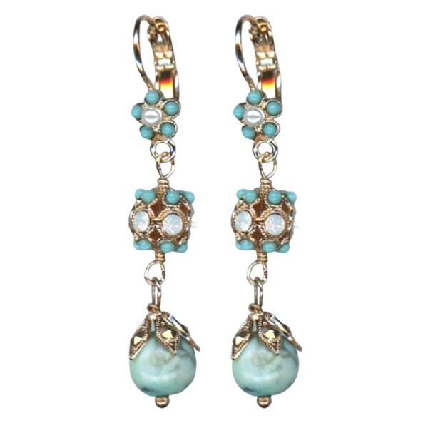 Mariana Earrings Adorable Turq Mineral & White Opal Austrian Crystals New Moon Mystique Winter 2019 Coll.