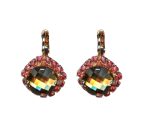 Earrings By Mariana Woman Faceted  Smoked Topaz and Pink Swarovski Crystals