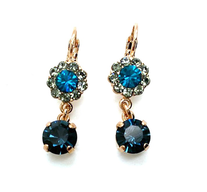 E-1153-1114-RG6 (3) Mariana Earrings Sophisticated Montana Blue, Aquamarine & Clear Austrian Crystals Nightfall Mystique Coll. - Image 1