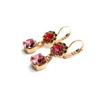 Earrings By Mariana Woman Adorable Pinks and Golden Shadow Swarovski Crystals - Image 2