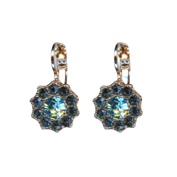 Mariana Earrings Gorgeous Floral in Montana Blue & Aquamarine Austrian Crystals Nightfall Mystique Coll.