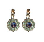 Mariana Earrings Dainty Floral Aquamarine & Tanzanite Austrian Crystals Fairyland Mystique Winter 2019 Coll. - Image 2