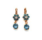 Mariana Earrings Dangling Floral in Blues Austrian Crystals Nightfall Mystique Coll.