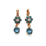 Mariana Earrings Dangling Floral in Blues Austrian Crystals Nightfall Mystique Coll.