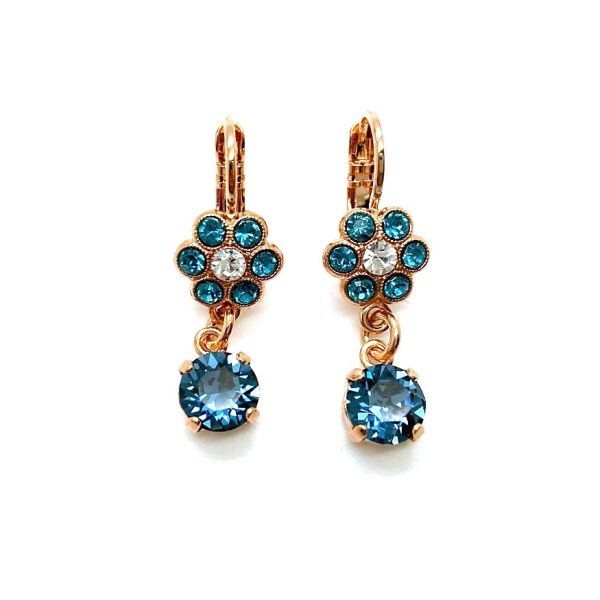 Mariana Earrings Dangling Floral in Blues Austrian Crystals Nightfall Mystique Coll.