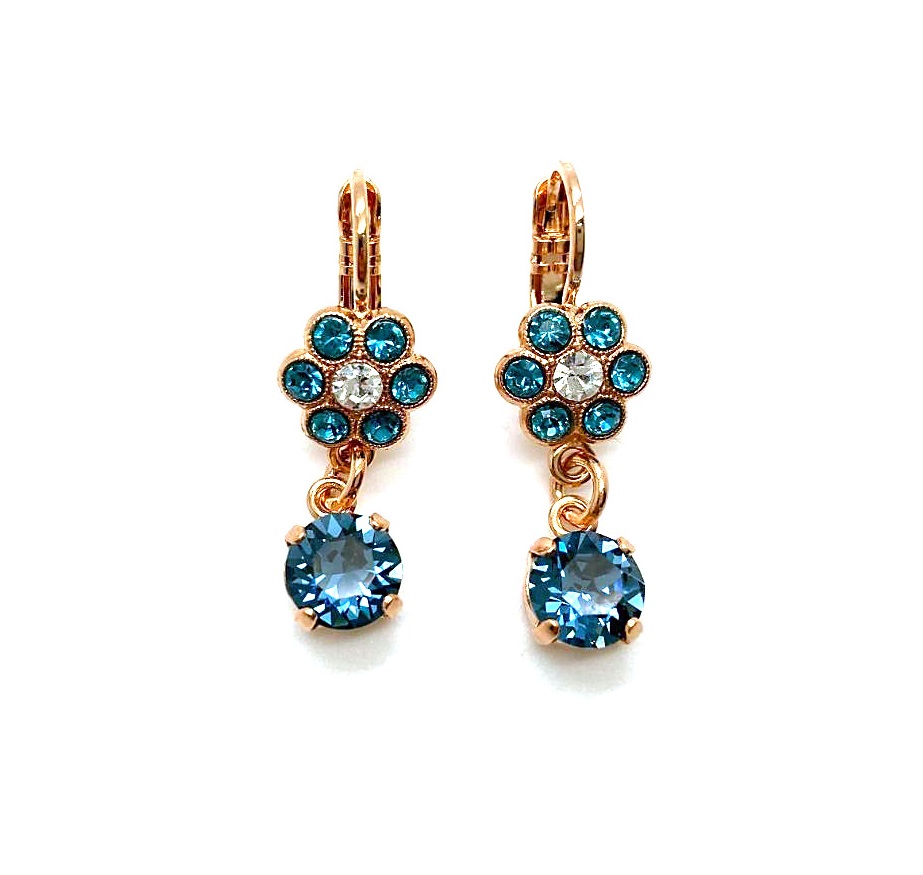 E-1173-3-1114-RG6 (3) Mariana Earrings Dangling Floral in Blues Austrian Crystals Nightfall Mystique Coll. - Image 1