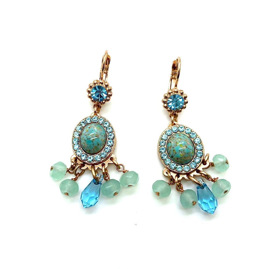 E-1198-202-RG6 (3) Mariana Earrings Glamorous Dangling Blues Austrian Crystals My Treasures Coll. - Image 1