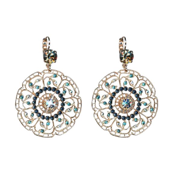 Mariana Earrings Boho Gypsy in Blues, Clear & Lt Colorado Topaz Austrian Crystals Nightfall Mystique Coll.