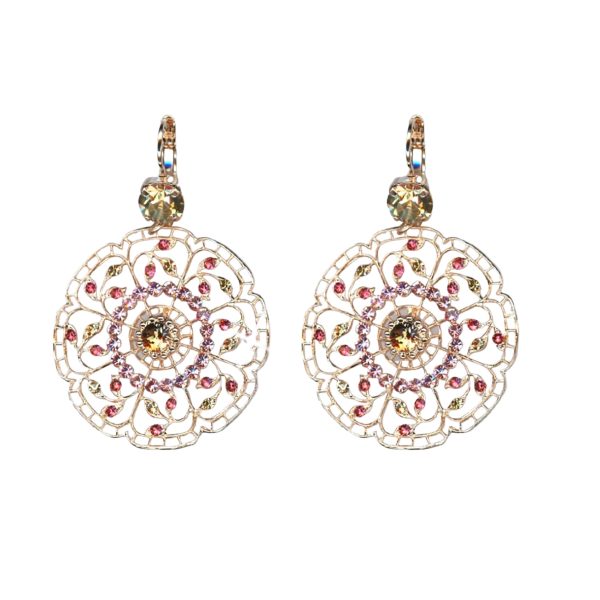 Mariana Earrings Boho Gypsy in Pinks & Golden Shadow Austrian Crystals Twilight Mystique Winter 2019 Coll.