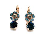 Mariana Earrings Soulful Floral in Blues & Blk Diamond Austrian Crystals Nightfall Mystique Coll.