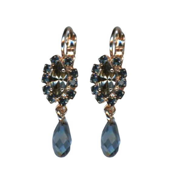 Mariana Earrings Elegant Navette Blues & Blk Diamond Austrian Crystals Nightfall Mystique Coll.