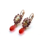 Earrings By Mariana Woman Elegant Rose, Golden and Indian Pink Swarovski Crystals - Image 3