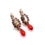 Earrings By Mariana Woman Elegant Rose, Golden and Indian Pink Swarovski Crystals - Image 2