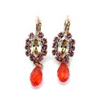 Earrings By Mariana Woman Elegant Rose, Golden and Indian Pink Swarovski Crystals