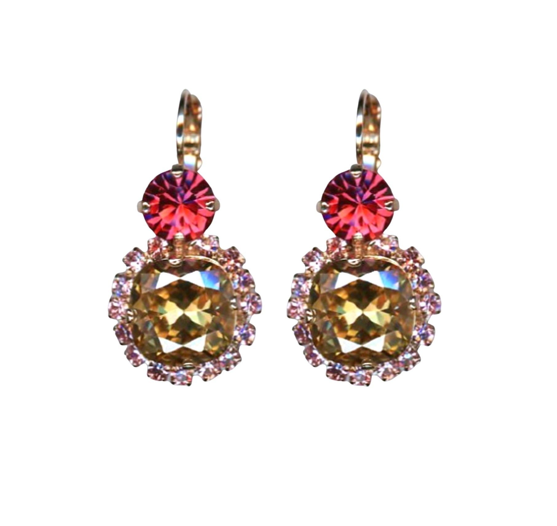 E-1326-10-1115-RG6 (1) Earrings By Mariana Winter 2019 Coll. Elegant Golden Shadow and Pinks Swarovski Crystals - Image 1