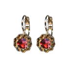 Earrings By Mariana Woman Floral Golden and Indian Pink Swarovski Crystals