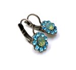 Mariana Earrings Lovely Floral in Blues Austrian Crystals Daphne East Meets West Coll. - Image 3