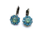 Mariana Earrings Lovely Floral in Blues Austrian Crystals Daphne East Meets West Coll.