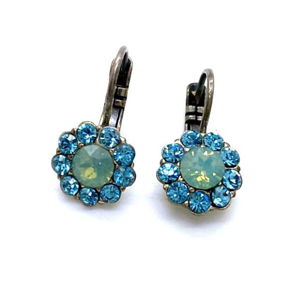 Mariana Earrings Lovely Floral in Blues Austrian Crystals Daphne East Meets West Coll.