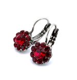 Earrings By Mariana Woman Floral Siam and Light Siam Swarovski Crystals