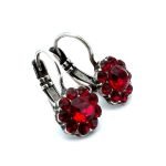 Earrings By Mariana Woman Floral Siam and Light Siam Swarovski Crystals - Image 2