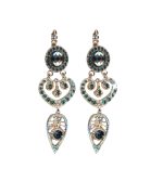 Mariana Earrings Finely Detailed in Blacks & Blues Austrian Crystals Nightfall Mystique Coll.