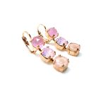 Mariana Earrings Triple Tier Rose Quartz Mineral & Pinks Austrian Crystals My Treasures Coll. - Image 3