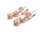 Mariana Earrings Triple Tier Rose Quartz Mineral & Pinks Austrian Crystals My Treasures Coll. - Image 2