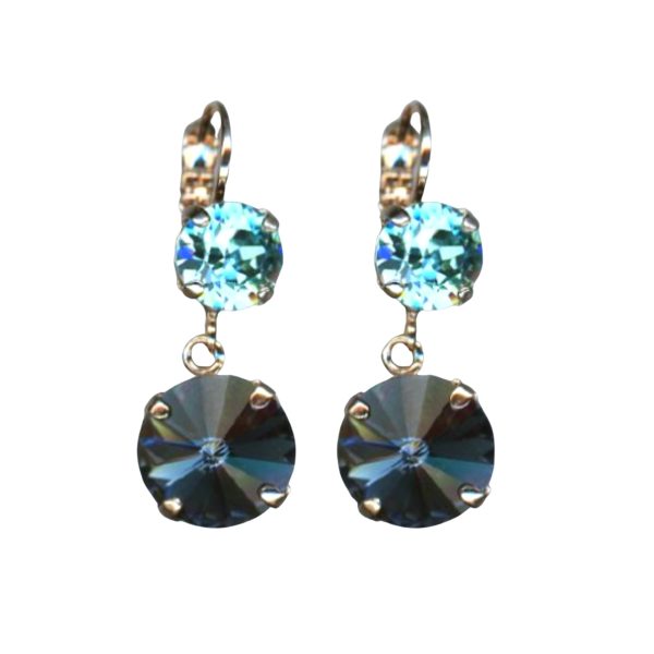 Mariana Earrings Soulful Montana & Lt Turq Austrian Crystals Nightfall Mystique Coll.