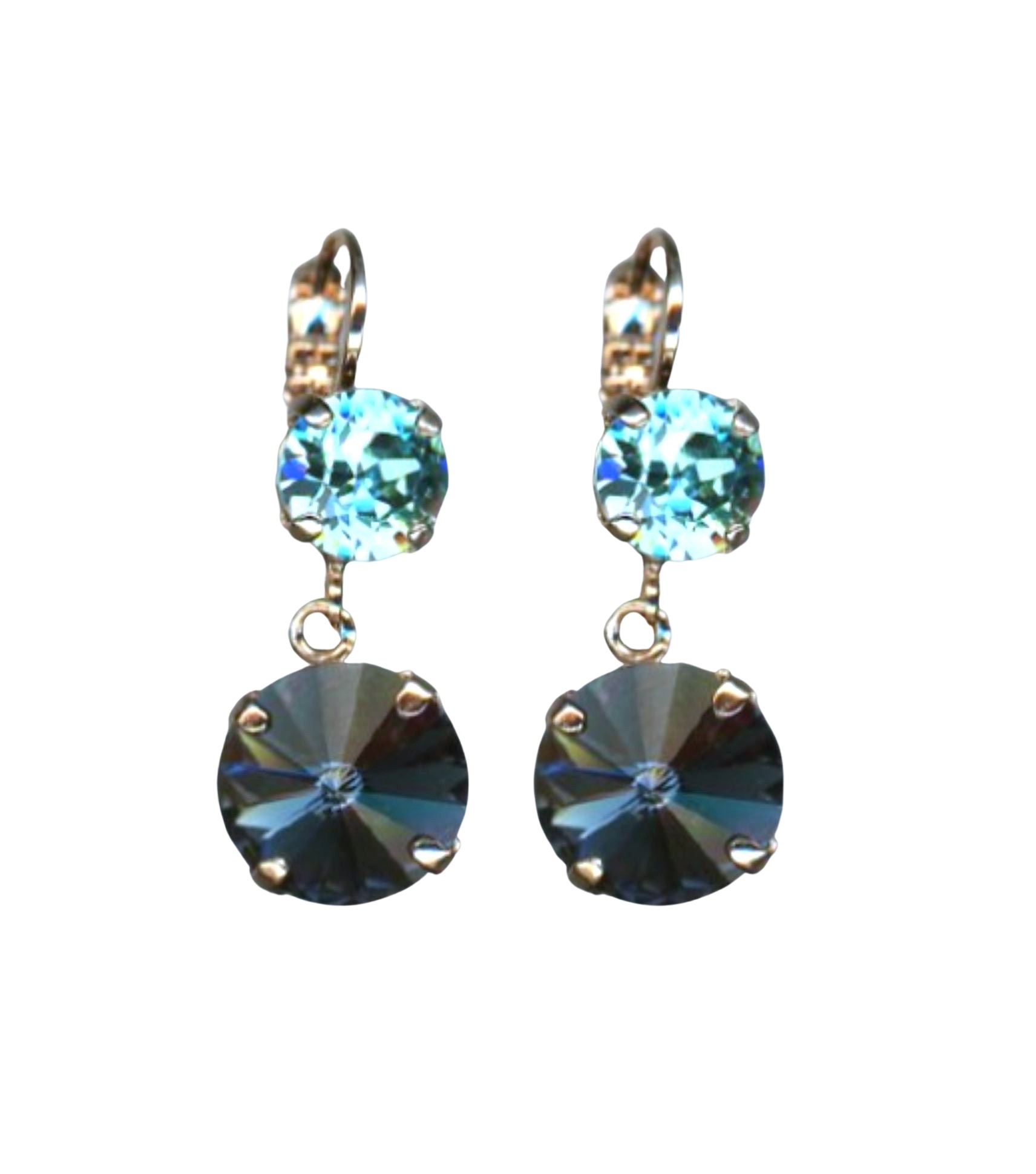E-1440-2R-1114-RG6 (1) Mariana Earrings Soulful Montana & Lt Turq Austrian Crystals Nightfall Mystique Coll. - Image 1