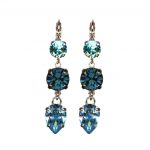 Mariana Earrings Triple Tier Blues Austrian Crystals Nightfall Mystique Coll.
