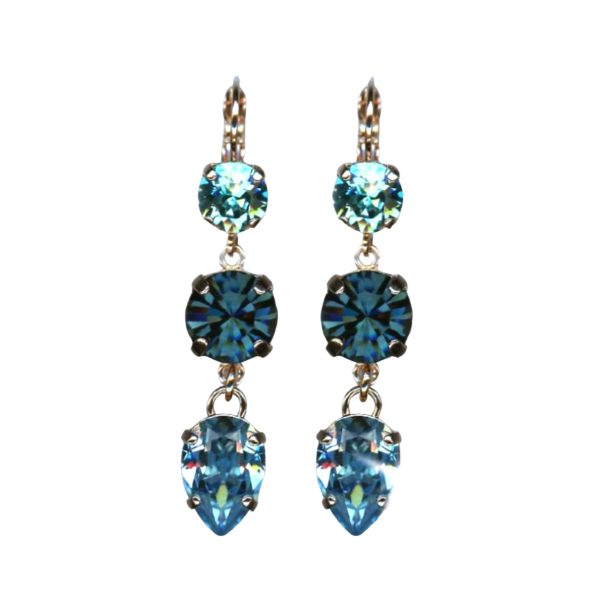 Mariana Earrings Triple Tier Blues Austrian Crystals Nightfall Mystique Coll.